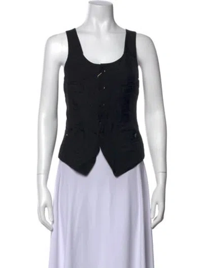 Pre-owned Y's Scoop Neck Sleeveless Top In Black