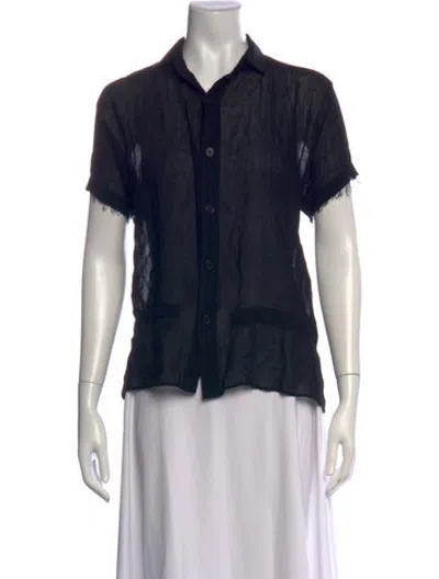 Pre-owned Y's Short Sleeve Button-up Top In Black/red