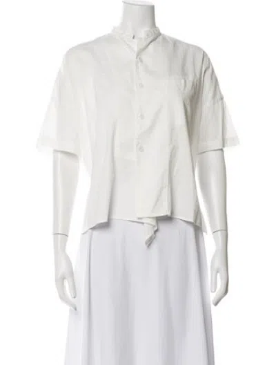 Pre-owned Y's Short Sleeve Button-up Top In Neutrals