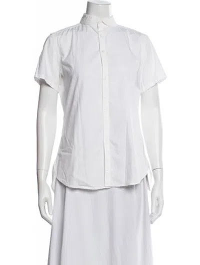 Pre-owned Y's Short Sleeve Button-up Top In White