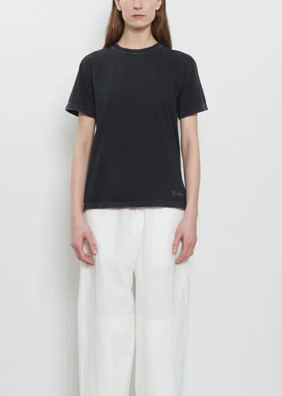 Y's Short Sleeve Cotton Tee In Black