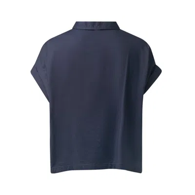 Y's Short Sleeve Short Blouse In Blue
