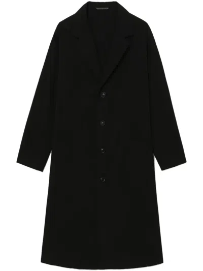 Y's Single-breasted Coat In Black