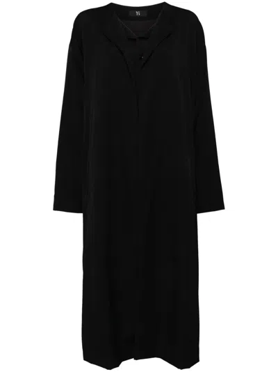 Y's Single-breasted Layered Coat In Black