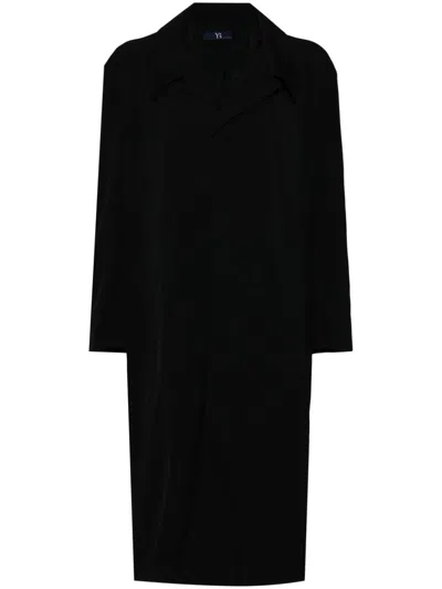 Y's Single-breasted Wool Coat In Black