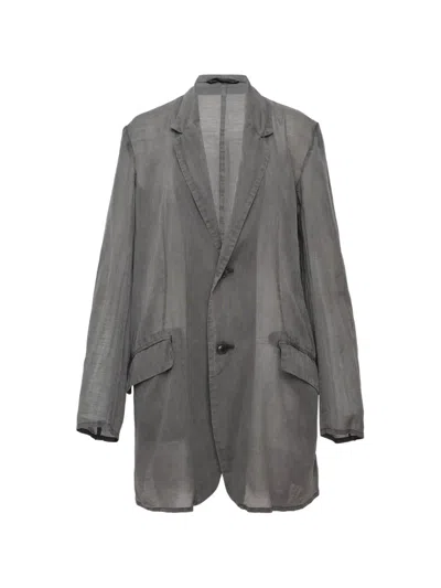Y's Single-breasted Tailored Linen Blazer In Gray