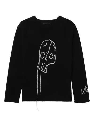 Y's Skull-jacquard Jumper In 黑色