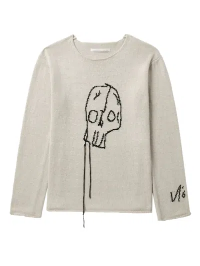 Y's Skull Sweater In 灰色