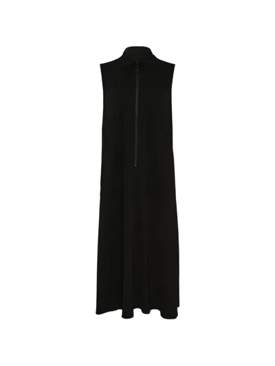 Y's Sleeveless Stand-collar Maxi Dress In Black