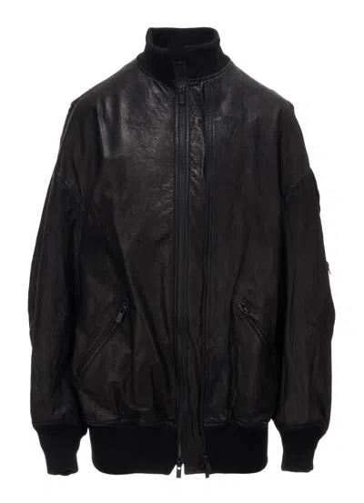 Y's Soft Leather Double Zip Blouson In Black
