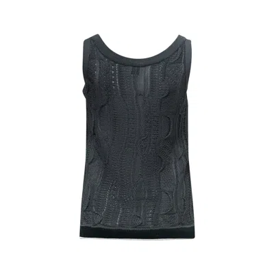 Y's Solid Knit Arranged Strap Tank In Blue