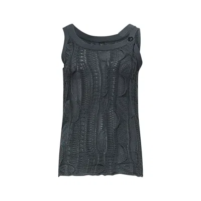 Y's Solid Knit Arranged Strap Tank In Blue