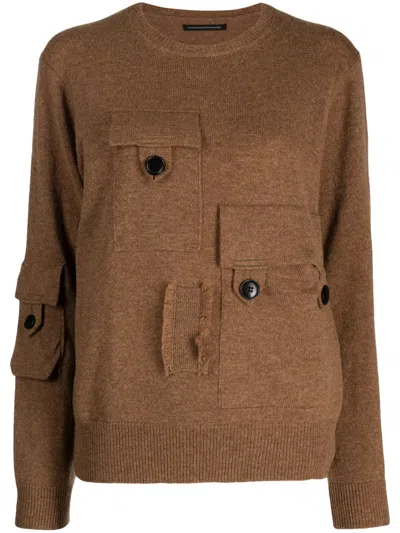 Y's Speckle-knit Wool Jumper In Brown