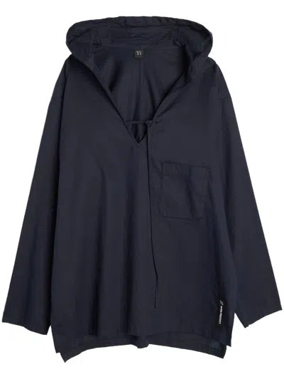 Y's Split-neck Hoodie In Blue