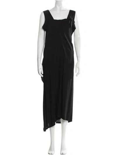 Pre-owned Y's Square Neckline Long Dress W/ Tags In Black