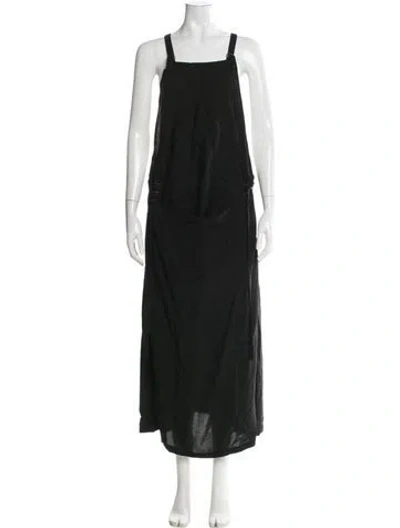 Pre-owned Y's Square Neckline Midi Length Dress In Gray