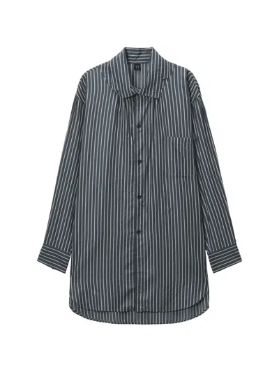 Y's Striped Chest-pocket Shirt In Black