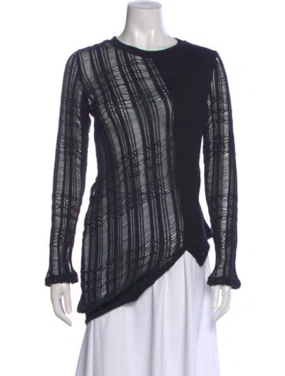 Pre-owned Y's Striped Crew Neck Top W/ Tags In Multi