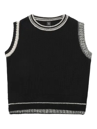 Y's Striped-knit Sleeveless Vest In Black