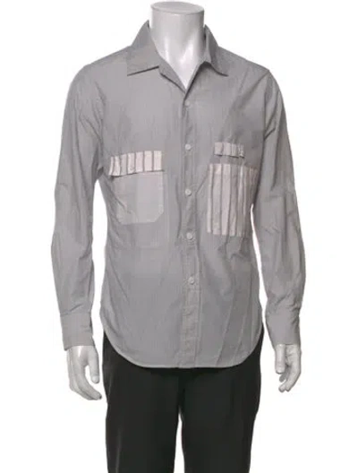 Pre-owned Y's Striped Long Sleeve Shirt In Gray