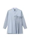 Y's Striped Pleated Shirt In Blue