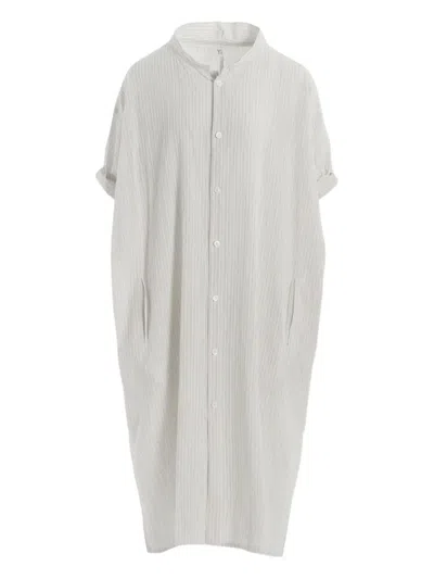 Y's Striped Shirt Dress In White
