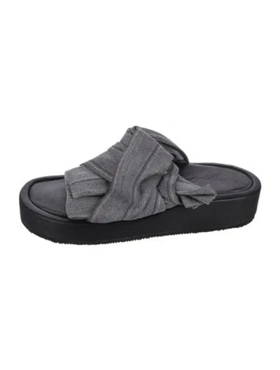 Pre-owned Y's Striped Slides In Black