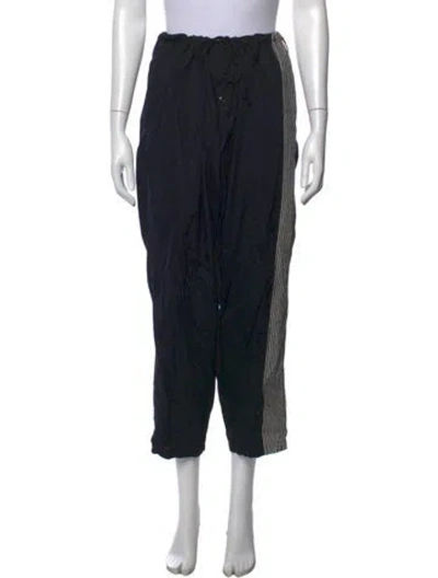 Pre-owned Y's Striped Wide Leg Pants In Black