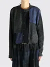 Y's Patchwork Wool Cardigan In Gray