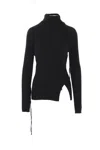 Y's Ribbed Wool Minidress In Black