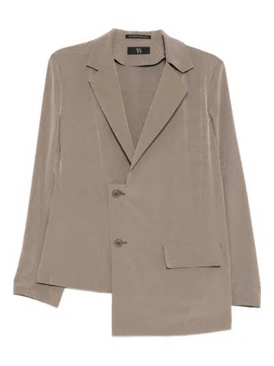 Y's Ta/pe Asymmetric-hem Blazer In Neutral