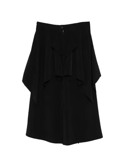 Y's Ta/pe Crepe De Chine Drape Skirt In Black