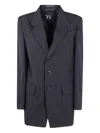 Y's Three-button Wool Blazer In Black