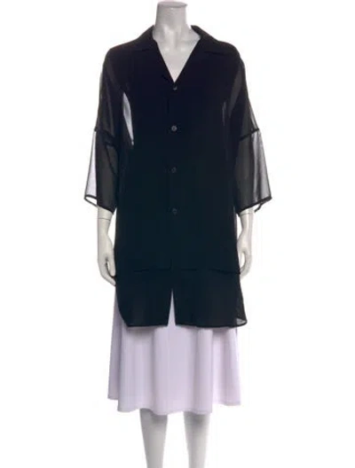 Pre-owned Y's Three-quarter Sleeve Top In Black