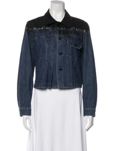 Pre-owned Y's Tie-dye Print Denim Jacket W/ Tags In Black