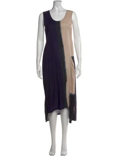Pre-owned Y's Tie-dye Print Long Dress In Blue