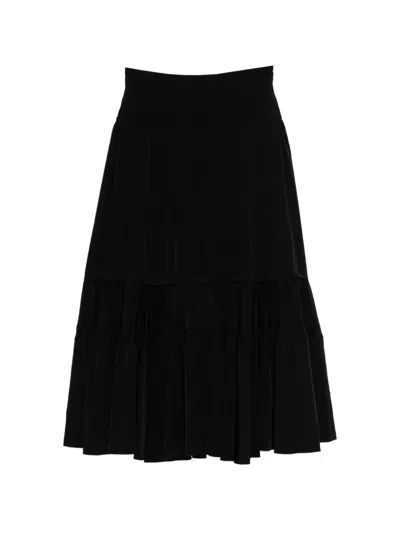Y's Tiered Ruffled Skirt In Black