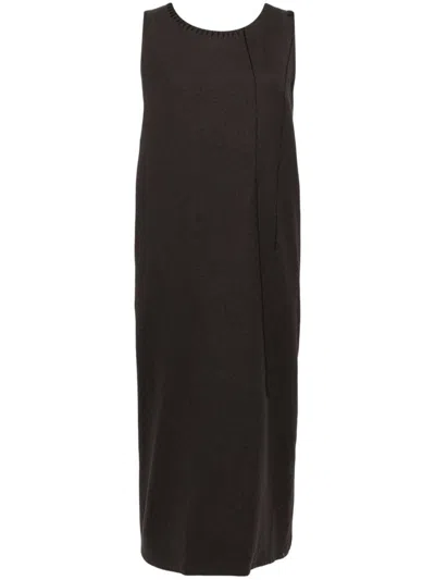 Y's Tonal-stitched Dress In Braun