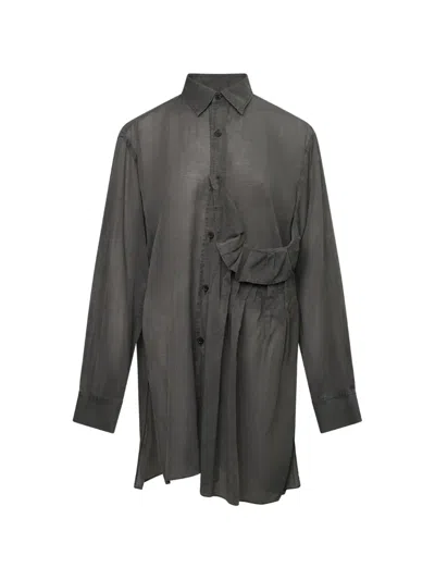 Y's Tucked-detail Shirt In Gray