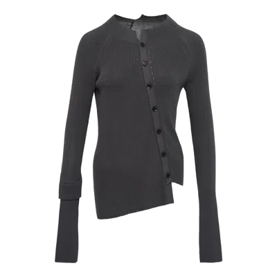 Y's Twisted Front Open Cardigan In Gray