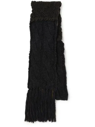 Y's Two-tone Scarf In Schwarz