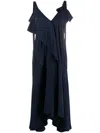 Y's U A Line Flare Dress W/strap In Blue