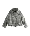 Y's Check-pattern Frayed-hem Jacket In Gray