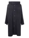 Y's Hooded Button-down Wool Coat In Gray