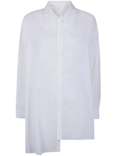 Y's Unbalanced Big Blouse In White