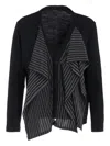 Y's V-neck Striped Cardigan In Black