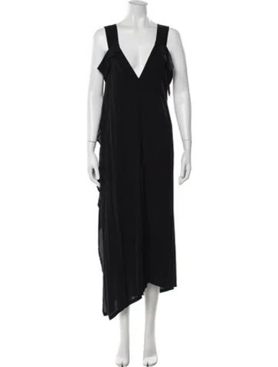 Pre-owned Y's Vintage Midi Length Dress In Black