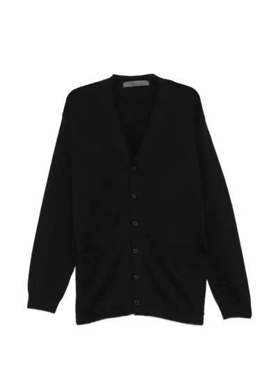 Y's V-neck Button-up Cardigan In Black