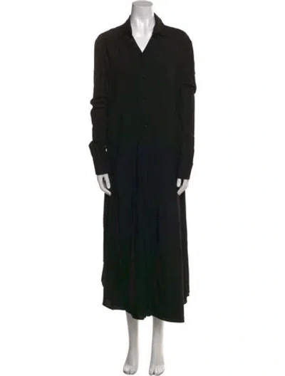 Pre-owned Y's V-neck Long Dress In Black