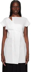 Y's White Cotton Lawn Right Side Drape Blouse In 1 White